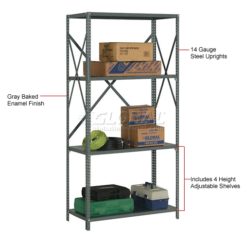 Global Industrial™ Steel Shelving 20 Ga 48"Wx24"Dx73"H Open Clip Style 4 Shelf 17 Global Industrial™ Steel Shelving 20 Ga 48"Wx24"Dx73"H Open Clip Style 4 Shelf - Image 17