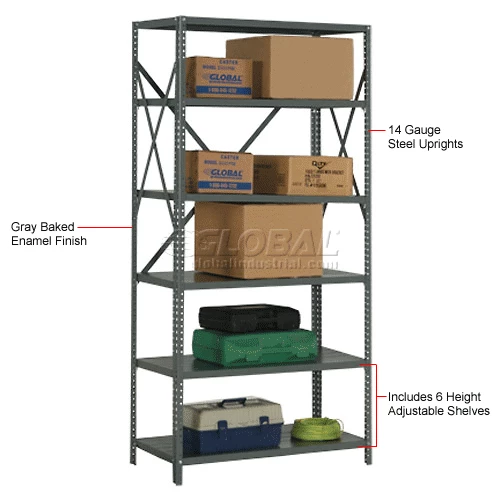 Global Industrial™ Steel Shelving 18 Ga 36"Wx24"X73"H Open Clip Style 6 Shelf 17 Global Industrial™ Steel Shelving 18 Ga 36"Wx24"X73"H Open Clip Style 6 Shelf - Image 17