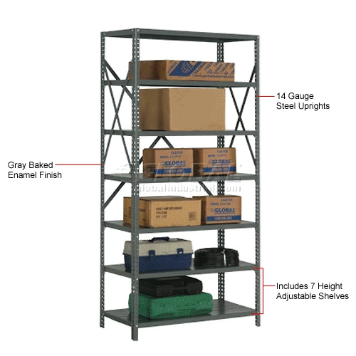 Global Industrial™ Steel Shelving 18 Ga 36"Wx12"Dx73"H Open Clip Style 7 Shelf 17 Global Industrial™ Steel Shelving 18 Ga 36"Wx12"Dx73"H Open Clip Style 7 Shelf - Image 17
