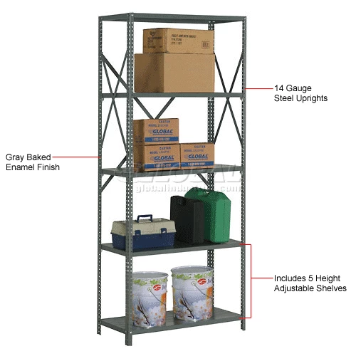 Global Industrial™ Steel Shelving 20 Ga 48"Wx18"Dx85"H Open Clip Style 5 Shelf 17 Global Industrial™ Steel Shelving 20 Ga 48"Wx18"Dx85"H Open Clip Style 5 Shelf - Image 17
