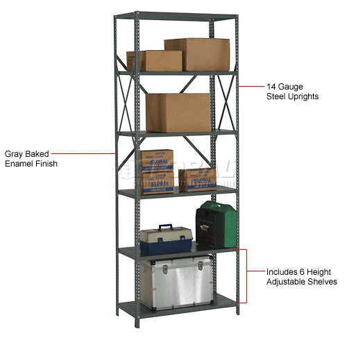 Global Industrial™ Steel Shelving 20 Ga 48"Wx12"Dx97"H Open Clip Style 6 Shelf 17 Global Industrial™ Steel Shelving 20 Ga 48"Wx12"Dx97"H Open Clip Style 6 Shelf - Image 17