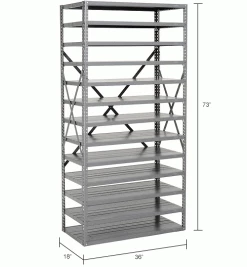 Global Industrial Steel Open Shelving 13 Shelves, No Bins, 36"L x 18"W x 73"H -Shelving Sales Store 235032 dim