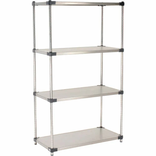Nexel® Solid Stainless Steel, 4 Tier, Starter Unit, 36"W x 18"D x 63"H 2 Nexel® Solid Stainless Steel, 4 Tier, Starter Unit, 36"W x 18"D x 63"H - Image 2