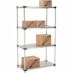 Nexel® Solid Stainless Steel, 4 Tier, Starter Unit, 36"W x 18"D x 63"H 13 Nexel® Solid Stainless Steel, 4 Tier, Starter Unit, 36"W x 18"D x 63"H -Shelving Sales Store 235360 02