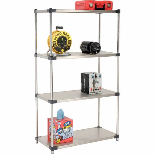 Nexel® Solid Stainless Steel, 4 Tier, Starter Unit, 36"W x 18"D x 63"H 4 Nexel® Solid Stainless Steel, 4 Tier, Starter Unit, 36"W x 18"D x 63"H - Image 4