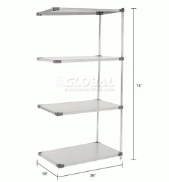 Nexel® Solid Stainless Steel, 4 Tier, Add-On Unit, 36"W x 18"D x 74"H 33 Nexel® Solid Stainless Steel, 4 Tier, Add-On Unit, 36"W x 18"D x 74"H -Shelving Sales Store 235372 dim