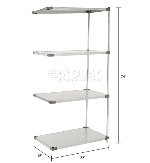Nexel® Solid Stainless Steel, 4 Tier, Add-On Unit, 36"W x 18"D x 74"H 17 Nexel® Solid Stainless Steel, 4 Tier, Add-On Unit, 36"W x 18"D x 74"H - Image 17