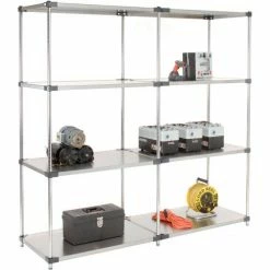 Nexel® Solid Stainless Steel, 4 Tier, Add-On Unit, 36"W x 18"D x 86"H 20 Nexel® Solid Stainless Steel, 4 Tier, Add-On Unit, 36"W x 18"D x 86"H -Shelving Sales Store 235373 03