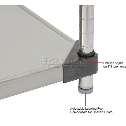 Nexel® Solid Stainless Steel, 4 Tier, Add-On Unit, 36"W x 18"D x 74"H 16 Nexel® Solid Stainless Steel, 4 Tier, Add-On Unit, 36"W x 18"D x 74"H - Image 16