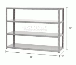 Global Industrial Extra Heavy Duty Shelving, 36"W x 18"D x 72"H, 4 Shelves, Gray 26 Global Industrial Extra Heavy Duty Shelving, 36"W x 18"D x 72"H, 4 Shelves, Gray -Shelving Sales Store 236603 dim