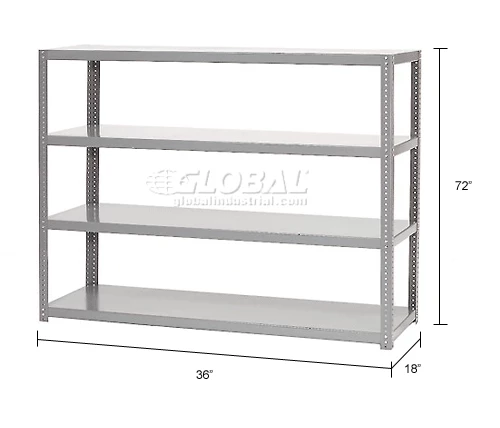 Global Industrial Extra Heavy Duty Shelving, 36"W x 18"D x 72"H, 4 Shelves, Gray 13 Global Industrial Extra Heavy Duty Shelving, 36"W x 18"D x 72"H, 4 Shelves, Gray - Image 13