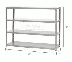 Global Industrial Extra Heavy Duty Shelving, 60"W x 18"D x 72"H, 4 Shelves, Gray 26 Global Industrial Extra Heavy Duty Shelving, 60"W x 18"D x 72"H, 4 Shelves, Gray -Shelving Sales Store 236609 dim
