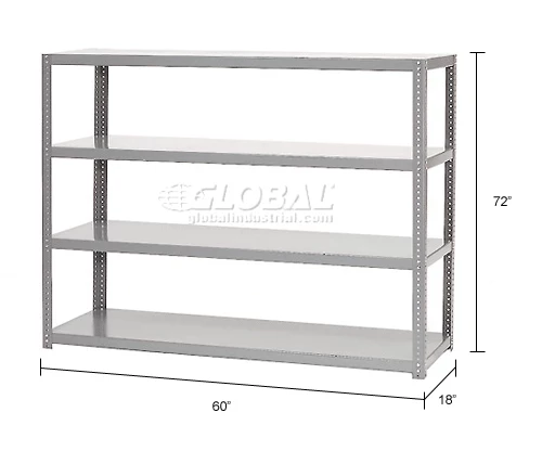 Global Industrial Extra Heavy Duty Shelving, 60"W x 18"D x 72"H, 4 Shelves, Gray 13 Global Industrial Extra Heavy Duty Shelving, 60"W x 18"D x 72"H, 4 Shelves, Gray - Image 13