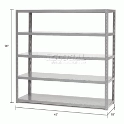 Global Industrial Extra Heavy Duty Shelving, 48"W x 18"D x 96"H, 5 Shelves, Gray 26 Global Industrial Extra Heavy Duty Shelving, 48"W x 18"D x 96"H, 5 Shelves, Gray -Shelving Sales Store 236636 dim
