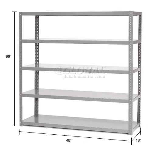 Global Industrial Extra Heavy Duty Shelving, 48"W x 18"D x 96"H, 5 Shelves, Gray 13 Global Industrial Extra Heavy Duty Shelving, 48"W x 18"D x 96"H, 5 Shelves, Gray - Image 13