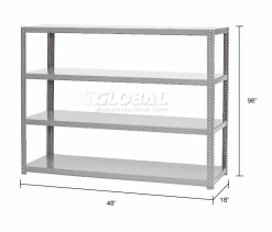 Global Industrial Extra Heavy Duty Shelving, 48"W x 18"D x 96"H, 4 Shelves, Gray 26 Global Industrial Extra Heavy Duty Shelving, 48"W x 18"D x 96"H, 4 Shelves, Gray -Shelving Sales Store 236637 dim