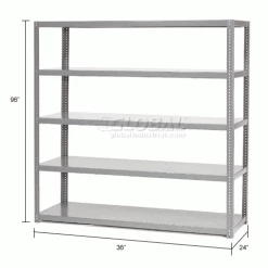 Global Industrial Extra Heavy Duty Shelving, 36"W x 24"D x 96"H, 5 Shelves, Gray -Shelving Sales Store 236640 dim