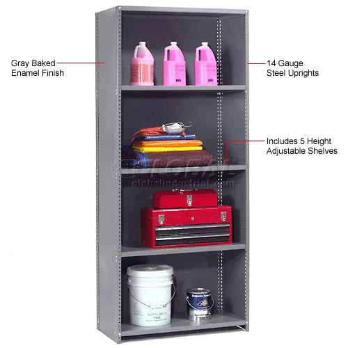 Global Industrial™ Steel Shelving 18 Ga 48"Wx12"Dx73"H Closed Clip Style 5 Shelf Starter 15 Global Industrial™ Steel Shelving 18 Ga 48"Wx12"Dx73"H Closed Clip Style 5 Shelf Starter - Image 15