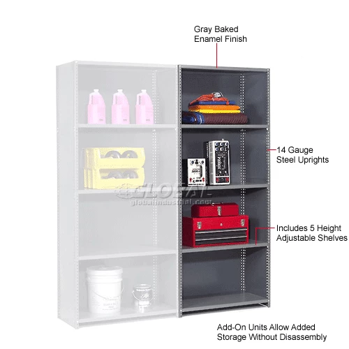 Global Industrial™ Steel Shelving 18 Ga 36"Wx12"Dx85"H Closed Clip Style 5 Shelf Add-On 15 Global Industrial™ Steel Shelving 18 Ga 36"Wx12"Dx85"H Closed Clip Style 5 Shelf Add-On - Image 15