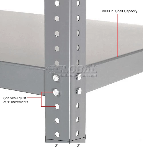 Global Industrial Extra Heavy Duty Shelving, 48"W x 18"D x 72"H, 4 Shelves, Gray 10 Global Industrial Extra Heavy Duty Shelving, 48"W x 18"D x 72"H, 4 Shelves, Gray - Image 10
