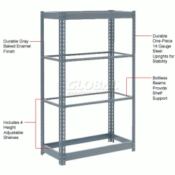 Global Industrial Heavy Duty Shelving 36"W x 12"D x 60"H With 4 Shelves - No Deck - Gray 27 Global Industrial Heavy Duty Shelving 36"W x 12"D x 60"H With 4 Shelves - No Deck - Gray -Shelving Sales Store 254422 1wco