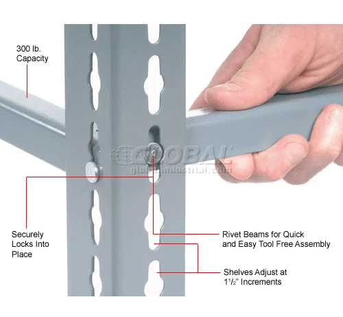 Global Industrial™ Heavy Duty Shelving 36"W x 24"D x 72"H With 5 Shelves - No Deck - Gray 12 Global Industrial™ Heavy Duty Shelving 36"W x 24"D x 72"H With 5 Shelves - No Deck - Gray - Image 12