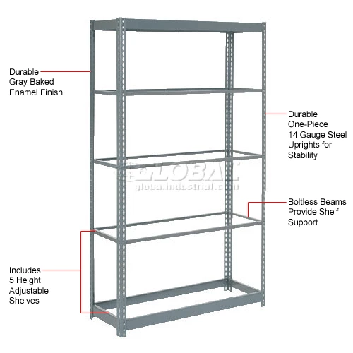 Global Industrial™ Heavy Duty Shelving 36"W x 24"D x 72"H With 5 Shelves - No Deck - Gray 11 Global Industrial™ Heavy Duty Shelving 36"W x 24"D x 72"H With 5 Shelves - No Deck - Gray - Image 11
