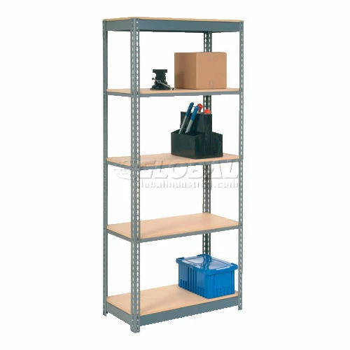 Global Industrial™ Heavy Duty Shelving 36"W x 18"D x 96"H With 5 Shelves - Wood Deck - Gray 2 Global Industrial™ Heavy Duty Shelving 36"W x 18"D x 96"H With 5 Shelves - Wood Deck - Gray - Image 2