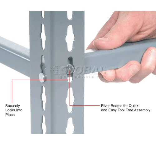 Global Industrial™ Heavy Duty Shelving 48"W x 18"D x 96"H With 5 Shelves - Wood Deck - Gray 14 Global Industrial™ Heavy Duty Shelving 48"W x 18"D x 96"H With 5 Shelves - Wood Deck - Gray - Image 14