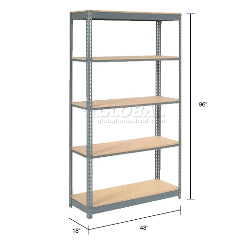 Global Industrial™ Heavy Duty Shelving 48"W x 18"D x 96"H With 5 Shelves - Wood Deck - Gray 19 Global Industrial™ Heavy Duty Shelving 48"W x 18"D x 96"H With 5 Shelves - Wood Deck - Gray - Image 19