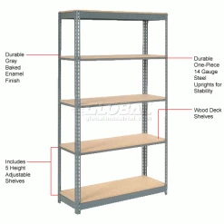 Global Industrial™ Heavy Duty Shelving 48"W x 18"D x 96"H With 5 Shelves - Wood Deck - Gray 32 Global Industrial™ Heavy Duty Shelving 48"W x 18"D x 96"H With 5 Shelves - Wood Deck - Gray -Shelving Sales Store 254443 1wco