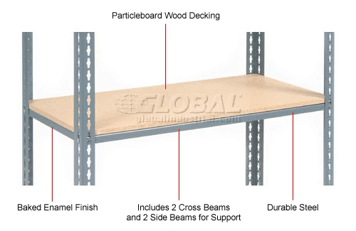 Global Industrial™ Additional Shelf Level Boltless Wood Deck 36"W x 12"D - Gray 7 Global Industrial™ Additional Shelf Level Boltless Wood Deck 36"W x 12"D - Gray - Image 7