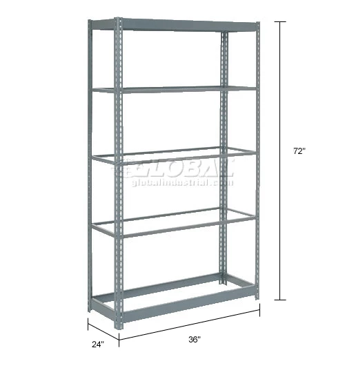 Global Industrial™ Heavy Duty Shelving 36"W x 24"D x 72"H With 5 Shelves - No Deck - Gray 16 Global Industrial™ Heavy Duty Shelving 36"W x 24"D x 72"H With 5 Shelves - No Deck - Gray - Image 16