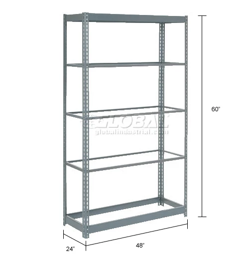 Global Industrial™ Heavy Duty Shelving 48"W x 24"D x 60"H With 5 Shelves - No Deck - Gray 16 Global Industrial™ Heavy Duty Shelving 48"W x 24"D x 60"H With 5 Shelves - No Deck - Gray - Image 16