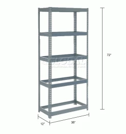 Global Industrial Extra Heavy Duty Shelving 36"W x 12"D x 72"H With 5 Shelves, No Deck, Gray 30 Global Industrial Extra Heavy Duty Shelving 36"W x 12"D x 72"H With 5 Shelves, No Deck, Gray -Shelving Sales Store 255412 dimx
