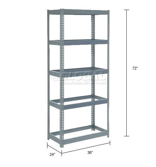 Global Industrial Extra Heavy Duty Shelving 36"W x 24"D x 72"H With 5 Shelves, No Deck, Gray 15 Global Industrial Extra Heavy Duty Shelving 36"W x 24"D x 72"H With 5 Shelves, No Deck, Gray - Image 15