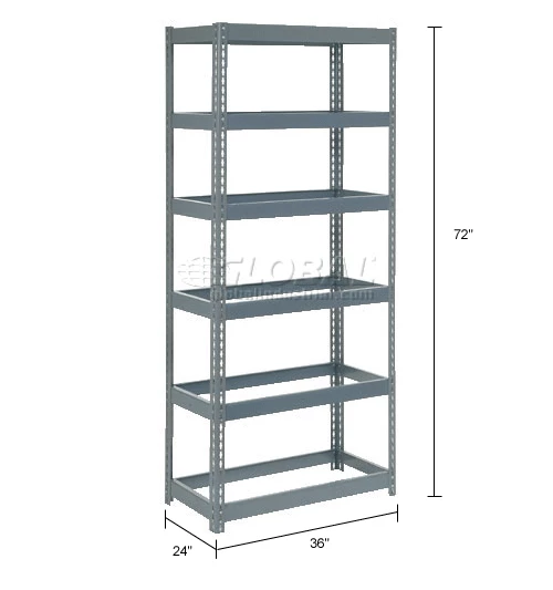 Global Industrial Extra Heavy Duty Shelving 36"W x 24"D x 72"H With 6 Shelves, No Deck, Gray 15 Global Industrial Extra Heavy Duty Shelving 36"W x 24"D x 72"H With 6 Shelves, No Deck, Gray - Image 15
