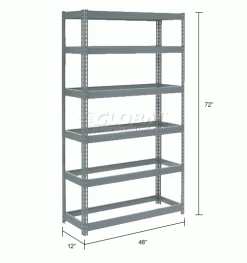 Global Industrial Extra Heavy Duty Shelving 48"W x 12"D x 72"H With 6 Shelves, No Deck, Gray 30 Global Industrial Extra Heavy Duty Shelving 48"W x 12"D x 72"H With 6 Shelves, No Deck, Gray -Shelving Sales Store 255421 dimx