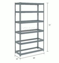 Global Industrial Extra Heavy Duty Shelving 48"W x 24"D x 72"H With 6 Shelves, No Deck, Gray 30 Global Industrial Extra Heavy Duty Shelving 48"W x 24"D x 72"H With 6 Shelves, No Deck, Gray -Shelving Sales Store 255423 dimx