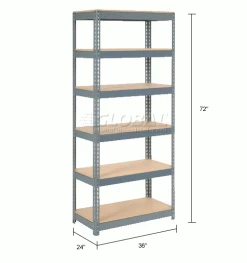Global Industrial Extra Heavy Duty Shelving 36"W x 24"D x 72"H With 6 Shelves, Wood Deck, Gry 34 Global Industrial Extra Heavy Duty Shelving 36"W x 24"D x 72"H With 6 Shelves, Wood Deck, Gry -Shelving Sales Store 255444 dimx
