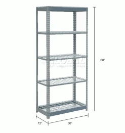 Global Industrial™ Heavy Duty Shelving 36"W x 12"D x 60"H With 5 Shelves - Wire Deck - Gray 38 Global Industrial™ Heavy Duty Shelving 36"W x 12"D x 60"H With 5 Shelves - Wire Deck - Gray -Shelving Sales Store 255448 dim