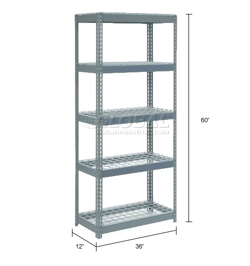 Global Industrial Extra Heavy Duty Shelving 36"W x 12"D x 60"H With 5 Shelves, Wire Deck, Gry 18 Global Industrial Extra Heavy Duty Shelving 36"W x 12"D x 60"H With 5 Shelves, Wire Deck, Gry - Image 18