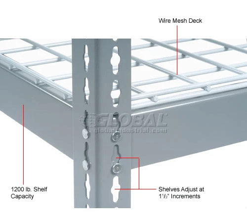 Global Industrial Extra Heavy Duty Shelving 48"W x 24"D x 72"H With 4 Shelves, Wire Deck, Gry 15 Global Industrial Extra Heavy Duty Shelving 48"W x 24"D x 72"H With 4 Shelves, Wire Deck, Gry - Image 15
