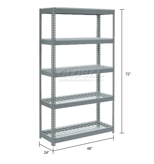 Global Industrial Extra Heavy Duty Shelving 48"W x 24"D x 72"H With 5 Shelves, Wire Deck, Gry 18 Global Industrial Extra Heavy Duty Shelving 48"W x 24"D x 72"H With 5 Shelves, Wire Deck, Gry - Image 18