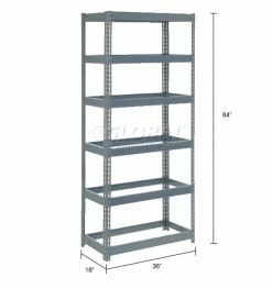 Global Industrial Extra Heavy Duty Shelving 36"W x 18"D x 84"H With 6 Shelves, No Deck, Gray 30 Global Industrial Extra Heavy Duty Shelving 36"W x 18"D x 84"H With 6 Shelves, No Deck, Gray -Shelving Sales Store 255485 dim