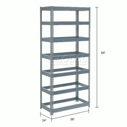 Global Industrial Extra Heavy Duty Shelving 36"W x 24"D x 84"H With 7 Shelves, No Deck, Gray 30 Global Industrial Extra Heavy Duty Shelving 36"W x 24"D x 84"H With 7 Shelves, No Deck, Gray -Shelving Sales Store 255492 dim