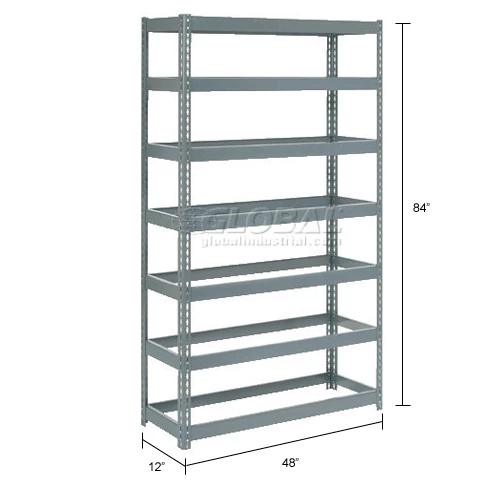 Global Industrial Extra Heavy Duty Shelving 48"W x 12"D x 84"H With 7 Shelves, No Deck, Gray 15 Global Industrial Extra Heavy Duty Shelving 48"W x 12"D x 84"H With 7 Shelves, No Deck, Gray - Image 15