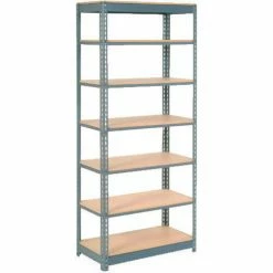 Global Industrial™ Heavy Duty Shelving 36"W x 18"D x 96"H With 7 Shelves - Wood Deck - Gray