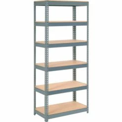 Global Industrial Extra Heavy-Duty Wood Deck Shelving, 6 Shelves, 36"W x 12"D x 84"H