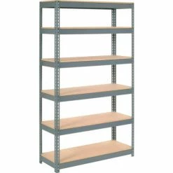 Global Industrial Extra Heavy Duty Shelving 48"W x 18"D x 60"H With 6 Shelves, Wood Deck, Gry